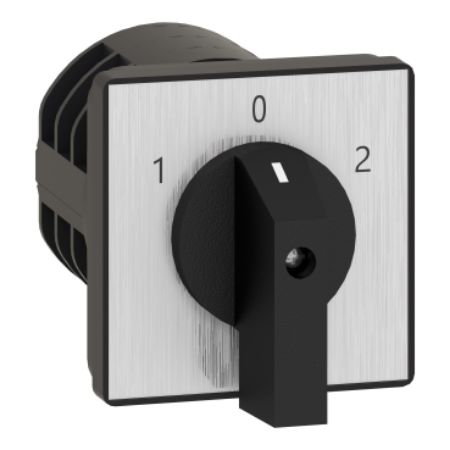 Picture of Complete cam switch, Harmony K1, K2, cam changeover switch, front mounting, plastic, 3 poles, position 0, 60degrees, 32A, 64x64mm, marked 1 0 2