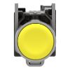 Picture of Push button, Harmony XB4, metal, flush, yellow, 22mm, spring return, unmarked, 1NO