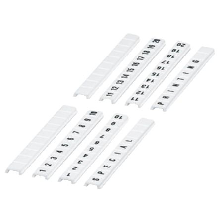 Picture of Marking strip, Linergy TR, clip in type, flat, 5mm, printed characters 31 to 40, printed horizontal, white, Set of 10