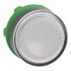 Picture of Harmony XB5, Head for illuminated push button, plastic, white flush, 22mm, universal LED, spring return, plain lens