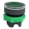 Picture of Harmony XB5, Head for illuminated push button, plastic, green flush, 22mm, universal LED, spring return, plain lens
