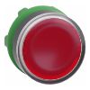 Picture of Harmony XB5, Head for illuminated push button, plastic, red flush, 22mm, universal LED, spring return, plain lens