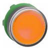 Picture of Harmony XB5, Head for illuminated push button, plastic, orange flush, 22mm, universal LED, spring return, plain lens