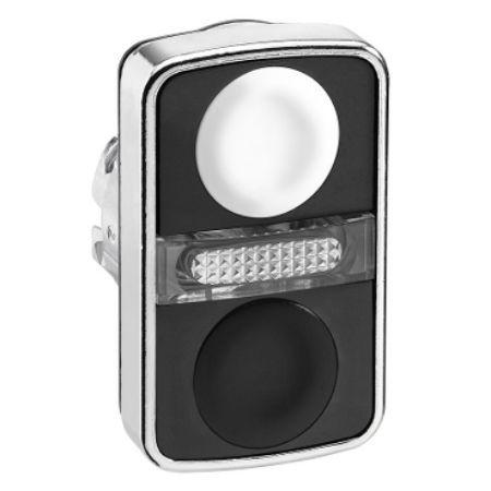 Picture of Head for illuminated double headed push button, Harmony XB4, white flush black flush push button 22mm unmarked
