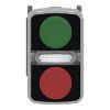 Picture of Illuminated double headed push button head, Harmony XB4, metal, 22mm, 1 green fLush+1 pilot light+1 red flush, unmarked