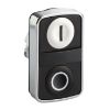 Picture of Head for double headed push button, Harmony XB4, metal, 22mm, 1 white flush marked I + 1 black flush marked O