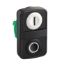 Picture of Head for double headed push button, Harmony XB5, plastic, 22mm, 1 white flush marked I + 1 black flush marked O