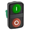Picture of Head for double headed push button, Harmony XB5, plastic, 22mm, 1 green flush marked I + 1 red flush marked O
