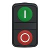 Picture of Head for double headed push button, Harmony XB5, plastic, 22mm, 1 green flush marked I + 1 red flush marked O