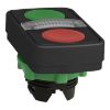 Picture of Illuminated double headed push button head, Harmony XB5, plastic, 22mm, 1 green flush + 1 pilot light + 1 red flush, unmarked
