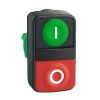Picture of Head for double headed push button, Harmony XB5, plastic, 22mm, 1 green flush marked I + 1 red projecting marked O
