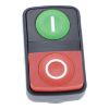 Picture of Head for double headed push button, Harmony XB5, plastic, 22mm, 1 green flush marked I + 1 red projecting marked O