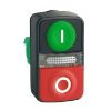 Picture of Harmony XB5, Illuminated double headed push button head, plastic, Ø22, 1 green flush I + 1 pilot light + 1 red projecting O