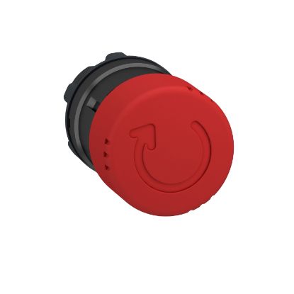 Picture of Emergency stop head, Harmony XB4, switching off, black metal, red mushroom 30mm, 22mm, trigger latching turn to release