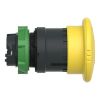 Picture of Mushroom push button head 40mm, Harmony XB5, plastic, yellow, 22mm, latching turn realease