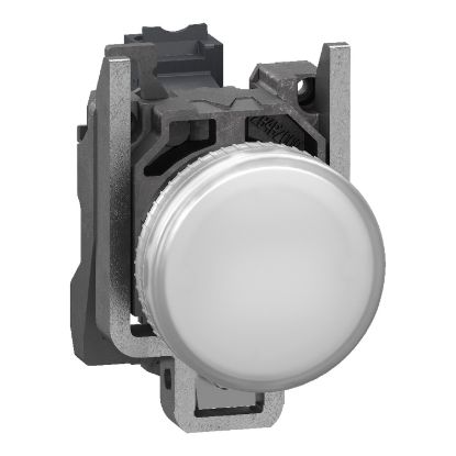 Picture of Harmony XB4, Pilot light, grey plastic, white, 22mm, universal LED, plain lens, 24V AC DC