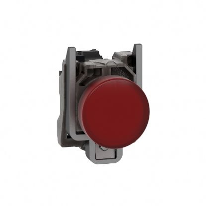 Picture of Harmony XB4, Pilot light, grey plastic, red, 22mm, universal LED, plain lens, 24V AC DC