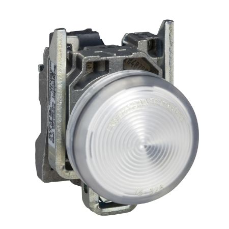 Picture of Harmony XB4, Pilot light, grey plastic, white, 22mm, universal LED, plain lens, 230...240V AC