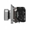 Picture of Illuminated push button, Harmony XB4, metal, white flush, 22mm, universal LED, plain lens, 1NO + 1NC, 24V AC DC