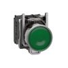 Picture of Illuminated push button, Harmony XB4, metal, green flush, 22mm, universal LED, plain lens, 1NO + 1NC, 24V AC DC