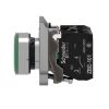 Picture of Illuminated push button, Harmony XB4, metal, green flush, 22mm, universal LED, plain lens, 1NO + 1NC, 24V AC DC