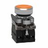 Picture of Illuminated push button, Harmony XB4, metal, orange flush, 22mm, universal LED, plain lens, 1NO + 1NC, 24V AC DC