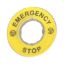 Picture of Legend holder 60mm for emergency stop, Harmony XB4, plastic, yellow, marked EMERGENCY STOP