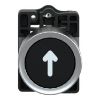 Picture of Complete push button, Easy Harmony XA2, plastic, flush, black, 22mm, spring return, marked UP ARROW, 1NO