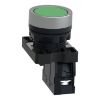 Picture of Complete push button, Easy Harmony XA2, plastic, flush, green, 22mm, spring return, unmarked, 1NO