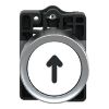 Picture of Complete push button, Easy Harmony XA2, plastic, flush, white, 22mm, spring return, marked UP ARROW, 1NO