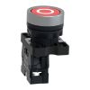 Picture of Complete push button, Easy Harmony XA2, plastic, flush, red, 22mm, spring return, marked O, 1NC