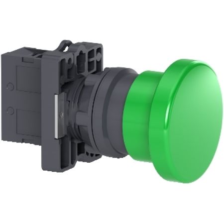 Picture of Complete push button, Easy Harmony XA2, plastic, green mushroom head 40mm, 22mm, 1NO