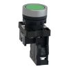 Picture of Complete push button, Easy Harmony XA2, plastic, flush, green, 22mm, push push, unmarked, 1NO