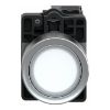 Picture of Complete illuminated push button, Easy Harmony XA2, plastic, flush, white, 22mm, spring return, 24V AC DC, 1NO