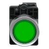 Picture of Complete illuminated push button, Easy Harmony XA2, plastic, flush, green, 22mm, spring return, 24V AC DC, 1NO