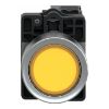 Picture of Complete illuminated push button, Easy Harmony XA2, plastic, flush, amber, 22mm, spring return, 24V AC DC, 1NO