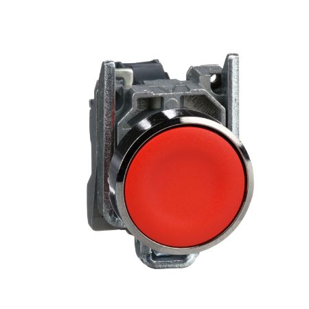 Picture of Push button, Harmony XB4, metal, flush, red, 22mm, spring return, unmarked, 1NC
