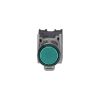 Picture of Complete illuminated push button, Harmony XB4 - ATEX D, metal, green flush, 22mm, spring return, booted, 1NO, 24...254V AC/DC