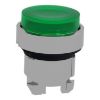 Picture of Harmony XB4, Head for illuminated push button, metal, green projecting, 22mm, universal LED, spring return, plain lens