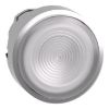 Picture of Head for illuminated push button, Harmony XB4, metal, white flush, 22mm, universal LED, spring return, grooved lens