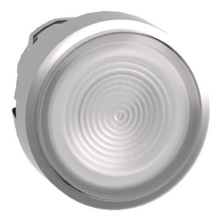 Picture of Head for illuminated push button, Harmony XB4, metal, white flush, 22mm, universal LED, spring return, grooved lens
