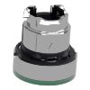 Picture of Head for illuminated push button, Harmony XB4, metal, green flush, 22mm, universal LED, spring return, grooved lens