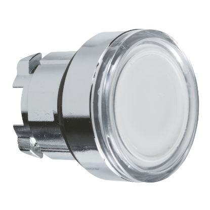 Picture of Head for illuminated push button, Harmony XB4, metal, flush, white, 22mm, spring return, plain lens for BA9s bulb