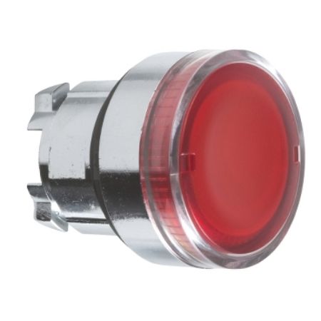 Picture of Head for illuminated push button, Harmony XB4, metal, flush, red, 22mm, spring return, plain lens for BA9s bulb