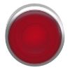 Picture of Head for illuminated push button, Harmony XB4, metal, red flush, 22mm, universal LED, spring return, grooved lens