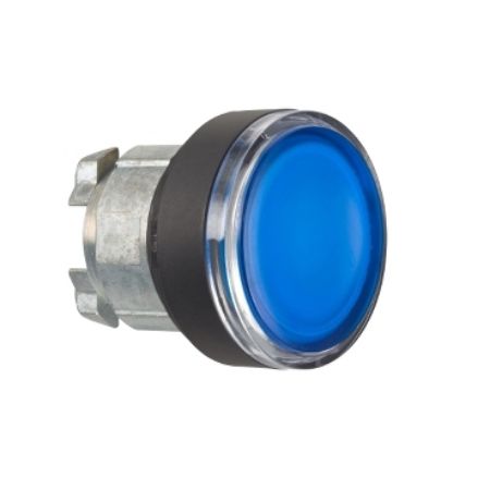 Picture of Head for illuminated push button, Harmony XB4, black metal, blue flush, 22mm, spring return, BA9s bulb, unmarked