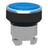 Picture of Head for illuminated push button, Harmony XB4, blue flush, 22mm, universal LED, spring return, plain, unmarked