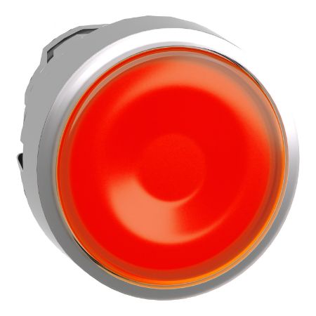Picture of Harmony XB4, Head for illuminated push button, metal, orange flush, 22mm, universal LED, spring return, plan lens