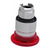 Picture of Harmony XB4, Head for illuminated push button, metal, red mushroom 40mm, 22mm, universal LED, spring return
