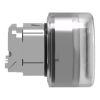 Picture of Head for illuminated push button, Harmony XB4, metal, white flush, 22mm, universal LED, spring return, clear boot